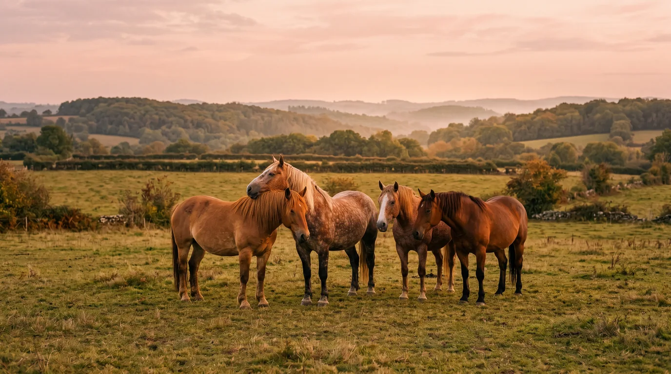 Les chevaux du GAEC du Lac en liberté, Haute-Vienne